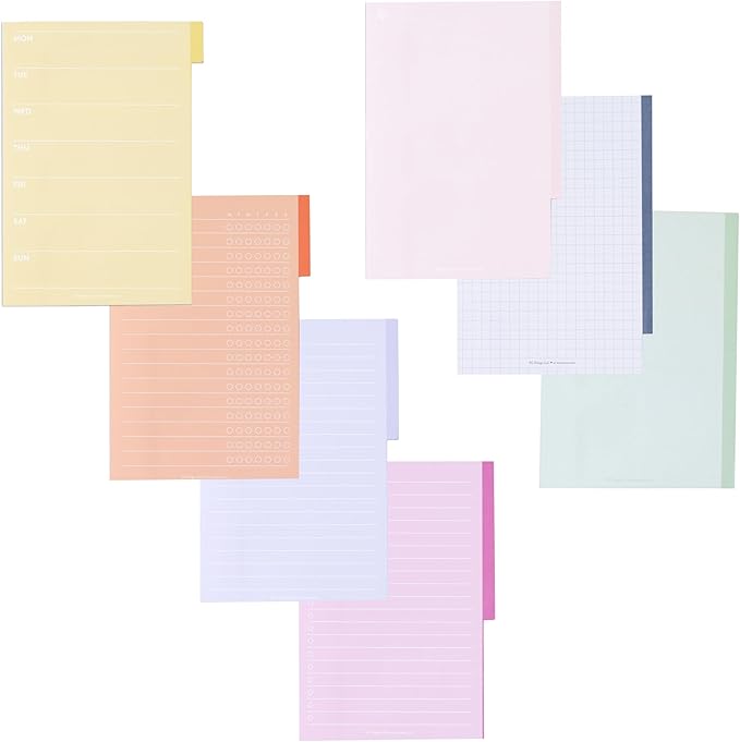 Erin Condren Colorful Functional Tabbed Sticky Notes Booklet, 7 Section Productivity Sticky Notes Set with 140 Total Sheets for Planning, Organization, and Note-Taking