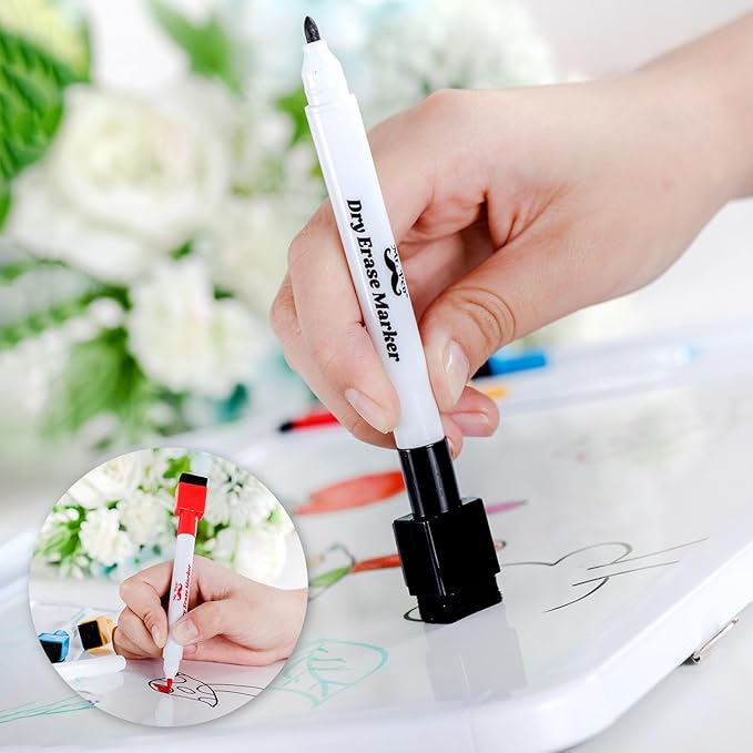 Mr. Pen- Dry Erase Board, 12.5" x 9.5" with 8 Dry Erase Markers and 2 Board Magnets, Small Whiteboard