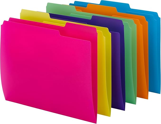 Smead Poly File Folder, 1/3-Cut Tab Letter Size, Bright Colors, 48 Count (10506)