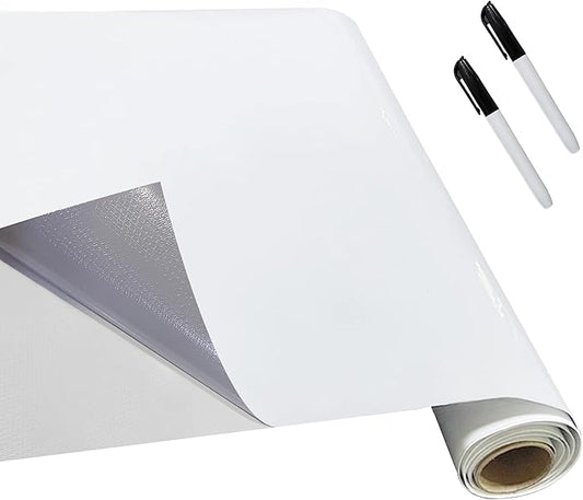 White Board Dry Erase-Whiteboard for Wall-Whiteboard Paper Peel Stick and Roll with 2 Dry Erase Markers-Adhesive Dry Erase Board for Office/Classroom/Fridge/Desk/Glass/Door(17.3''X36.2'' White)