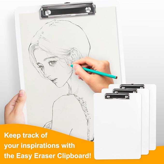 Dry Erase Wood Clipboard 4 Pack, Hardboard Clip Board 8.5x11 for Classroom, Students, Kid, Size 9" x 12.5", Double-Sided White Board, with Low Profile Clip, Office & School Supply