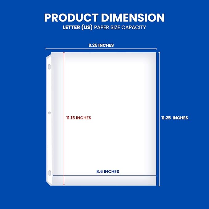 Performore 150 Sheet Protectors, 8.5 X 11 Inch Clear for 3 Ring Binder, Plastic Sheet Sleeves, Durable Top Loading Paper Protector with Reinforced Holes, Archival Safe