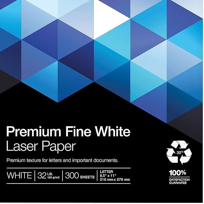 Staples 25% Cotton Fine Laser Paper, White, For Office, School & Home, For Office, School & Home