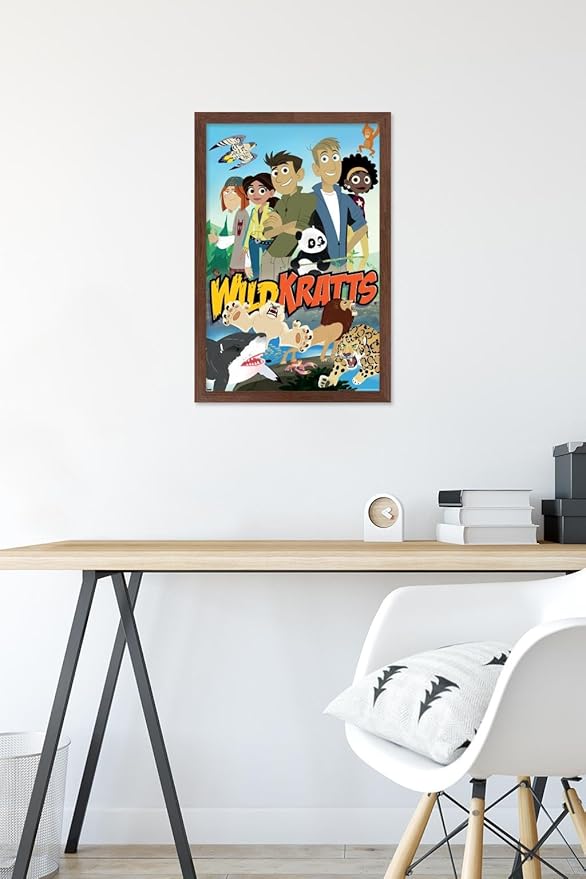 Wild Kratts - Group Wall Poster, 22.4L" x 14.7W", Mahogany Framed Version