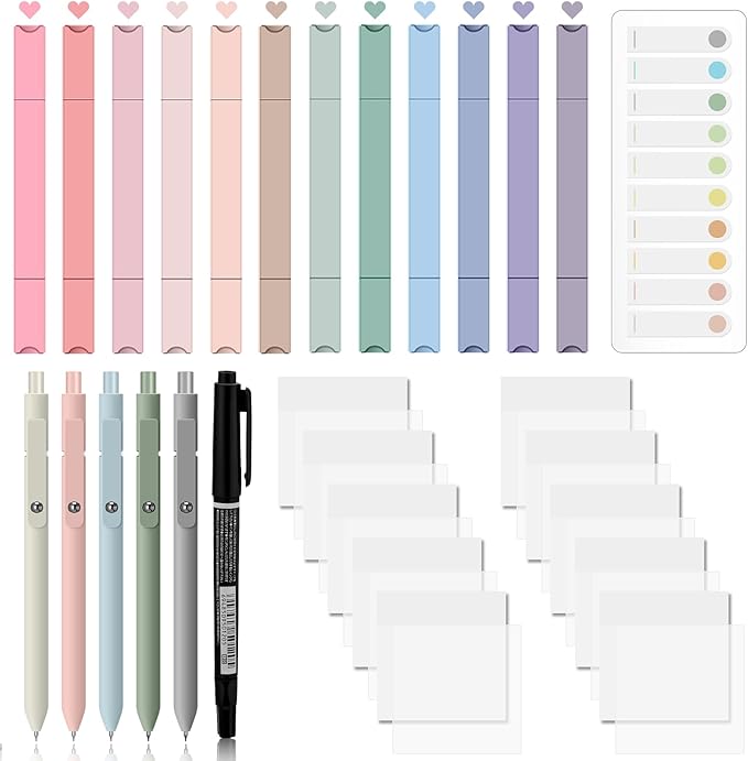 Jutom 38 Pcs Bible Journaling Study Kit for Women, Book Annotation Supplies with Highlighters Pens, Tabs, Sticky Notes, Markers for Christian Office Bible Study Supplies(Clear,Square)