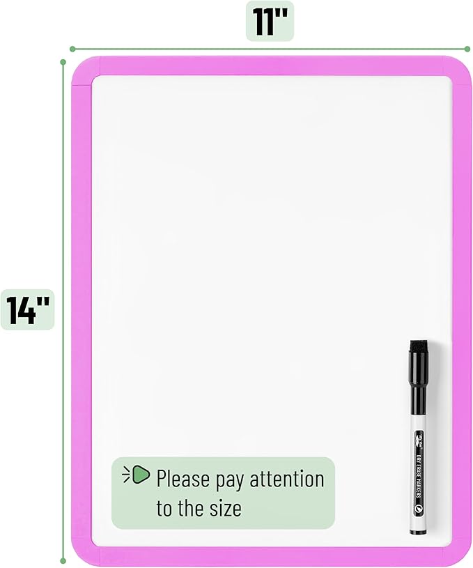 Mr. Pen- Dry Erase Board, 14” x 11” with a Black Dry Erase Marker, Small Mini White Board for Students