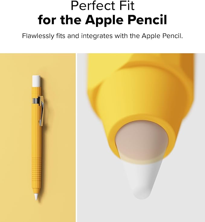 Ringke Silicone Drafting Pencil Case Compatible with Apple Pencil USB-C Case, Perfect Grip Silicone Protective Cover Sleeve Accessories - Yellow
