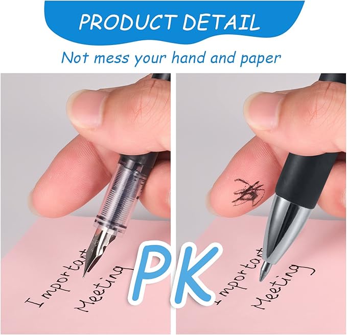 EEOYU 12 Pieces Black Disposable Fountain Pens, Smooth-Writing Office Supplies for Sketching, Journaling, Calligraphy, Doodling and Gifts (Black)