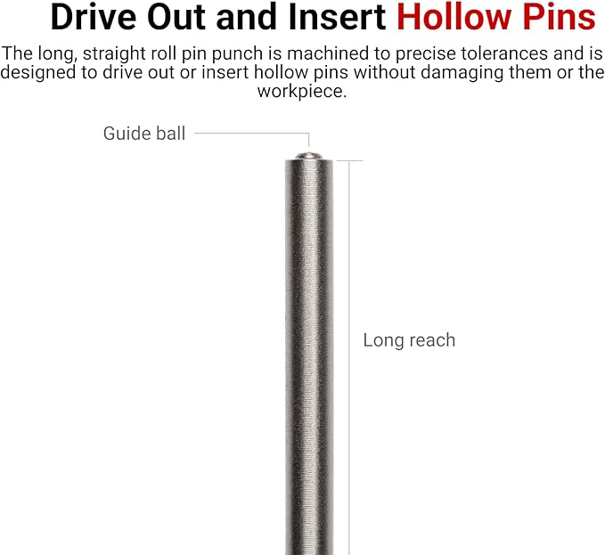 TEKTON Roll Pin Punch Set, 8-Piece (1/16-1/4 in.) | PNC93001 | Made in USA
