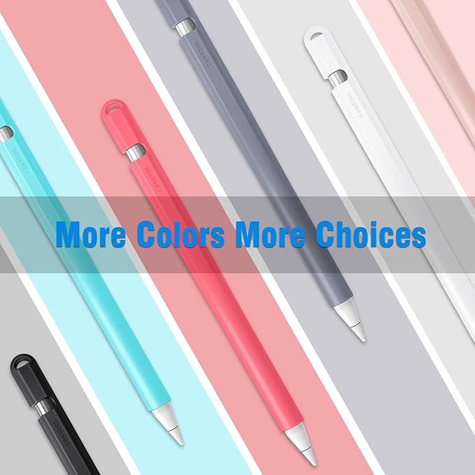 Fintie Silicone Sleeve Compatible with Apple Pencil 1st Generation, Ultra Light Pen Skin Case Cover Soft Protective Pencil Grip Holder with 2 Nib Covers & Cable Adapter Tether, Watermelon