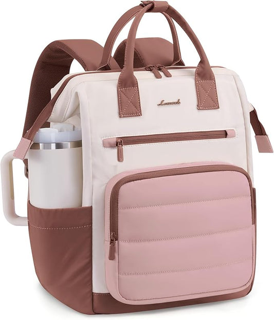 LOVEVOOK Puffer Laptop Backpack for Women, 15.6 Inch Work Backpack purse for Nurse Teacher, College Back to School Bookbag for Teen Girls, Personal Item Travel Bag Computer Daypack for Daily Commute