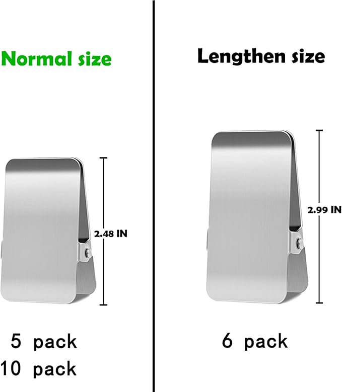 Stainless Steel Chip Clips,Long Heavy Duty Chip Clip for Record Text,DIY Clips for Office Kitchen School,for Paper/Food/Photo/File (6Pack),BURLIHOME