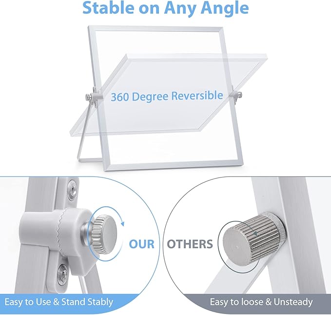 ARCOBIS Small WhiteBoard with Stand 10" X 10", Magnetic Double-Sided Dry Erase White Board Easel for Desk Students Home Office