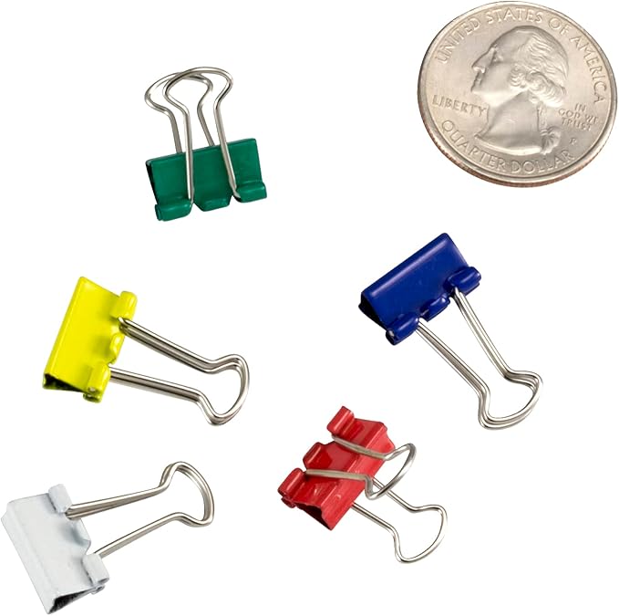 Officemate Micro Binder Clips, Assorted Colors, 100 Clips per Tub (31023)