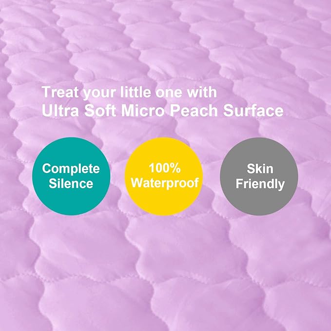 Biloban Waterproof Sheet for Pack n Play Quilted, Playard Sheet Protector 39inch X 27inch fits for Baby Foldable and Playard Mattress, Portable Mini Crib, Lavender