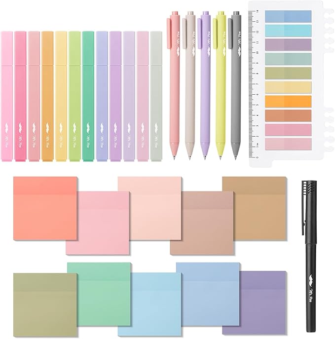 Mr. Pen- Aesthetic Book Annotation Kit, 38 pcs, Aesthetic Highlighters and Gel Pens, Transparent Sticky Notes, Transparent Sticky Tabs for Books, No Bleed Highlighters for Bible Pages No Bleed