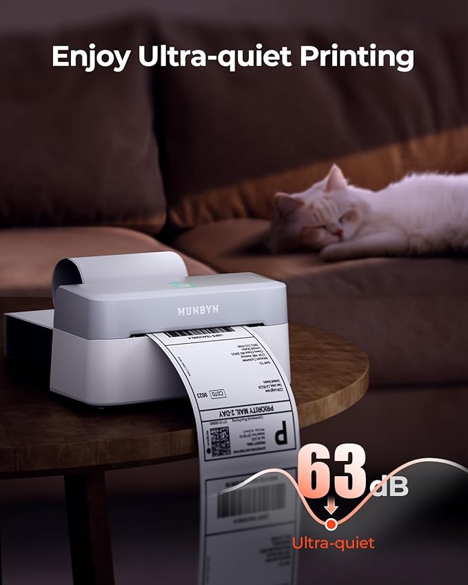 MUNBYN Bluetooth Thermal Label Printer RW403B, Wireless 4x6 Shipping Label Printer for Small Business, Compatible with Android, iPhone, Windows, Mac, Chromebook, Print Width 1.57"-4.25" (Grey)