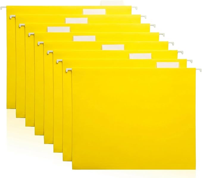 Yellow Hanging File Folders – 8 Pack, Letter Size File Organization Folders for Home, Office, School & Filing Cabinets