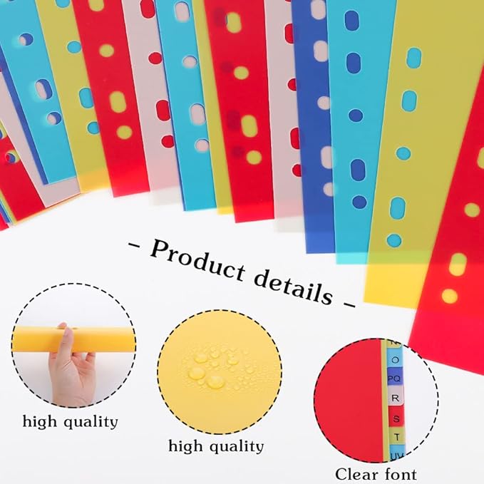 21 Tab A-Z Binder Dividers, 3 Ring Plastic Binder Dividers with Tabs Multicolor Alphabet Dividers for 2/3/4/11 Ring Binders, Letter Size (8.2×11.6 Inch)