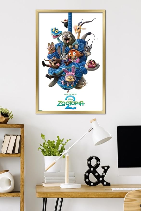 Disney Zootopia 2 (2025) - Group One Sheet Wall Poster, 34L" x 22.4W", Gold Framed Version