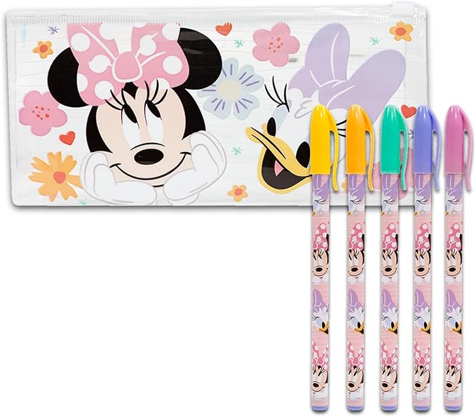 Disney Minnie Mouse Pencil Case for Girls - Stationery Storage Bag Bundle Molded Pencil Case, Stickers, Bookmark, More | Minnie School Supplies for Girls, Kids
