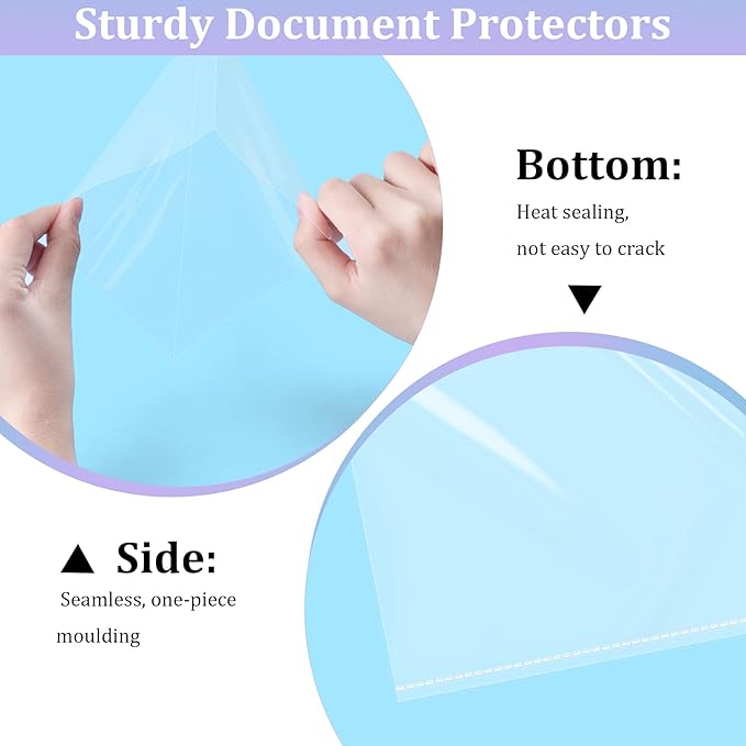 AKONEGE 200 Pack No Holes Sheet Protectors 8.5 x 11 Inch Letter Size Page Protectors for Documents, Prints, Top Loading Heavyweight Clear View Plastic Sleeves for Papers, Artworks, Photos