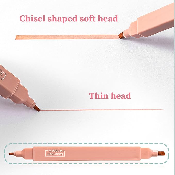 6pcs Pastel Highlighter Aesthetic Cute Highlighters Bible Highlighters No Bleed， Assorted Colors Soft Chisel Tip Marker for Diary Plan Notes