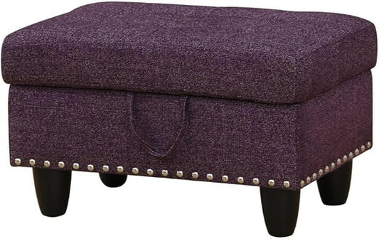 Simple Deluxe Ottoman with Storage Bench Chair, 28.5" L x 19.5" W x 17.5" H Foot Rest Stools with Non-Woven Fabric,Ottoman Storage Chest Box with Padded Seat for Bedroom, Living Room, Entryway,Purple
