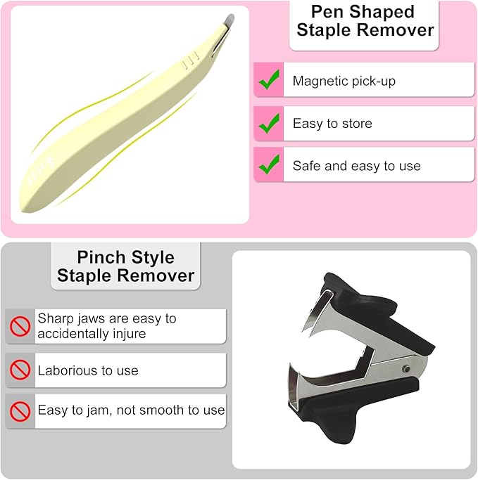 THINKLEARN 20 PCS Magnetic Staple Remover Tool Bulk- Professional Multicolored Stapler Remover Staple Remover Stick for Quick & Effortless Staple Removal, for Office, School, Home Use