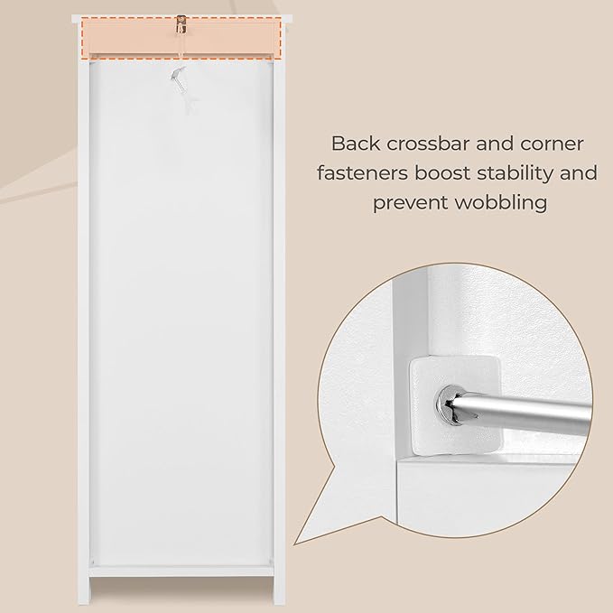 Yaheetech Bathroom Floor Cabinet, Wooden Side Storage Organizer, 4 Drawers Free-Standing Cabinet for Bathroom/Hallway/Living Room, White