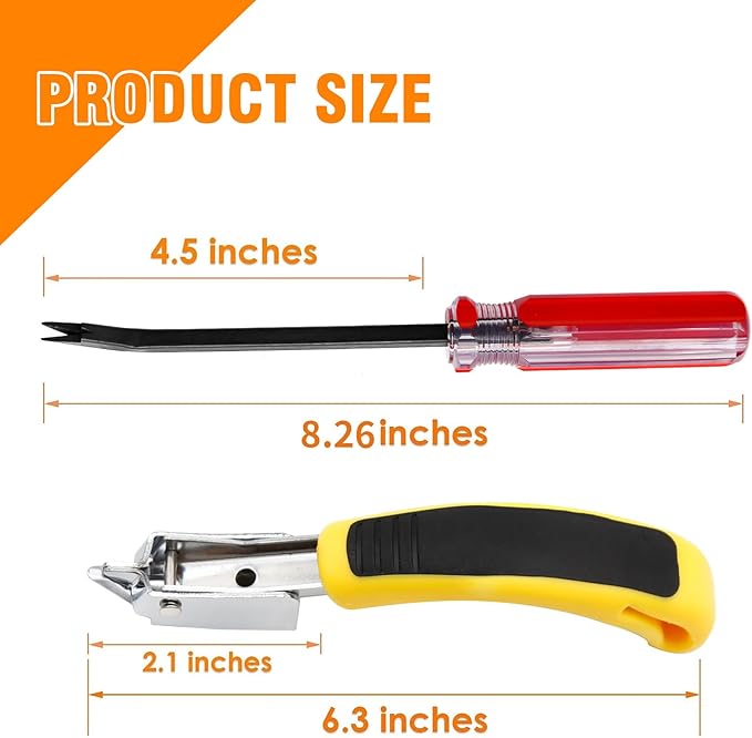 Staple Remover, Upholstery Staple Remover Tool, Upholstery Tools Tack Lifter with Double Pronged Head Nail for All Kinds of Staples for Furniture, Yellow