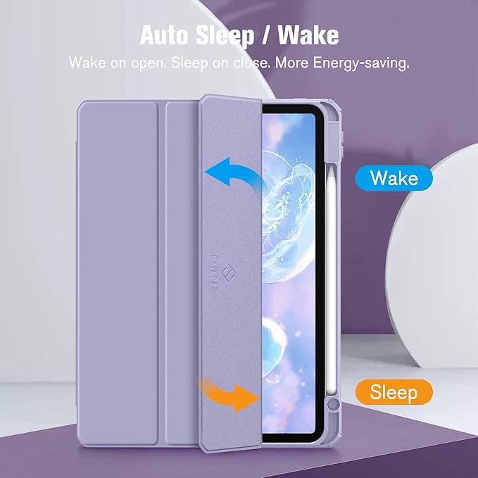 Fintie Hybrid Slim Case for iPad Pro 11-inch (4th / 3rd Generation) 2022/2021 - [Built-in Pencil Holder] Shockproof Cover w/Clear Transparent Back Shell, Also Fit iPad Pro 11" 2nd Gen, Lilac Purple