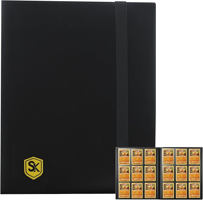 9-Pocket Trading Card Binder with Fixed Pages, 360-Pocket Card Album for Standard Size Cards, Side-Loading Card Holder for TCG, MTG, Sports, and Game Cards – Black