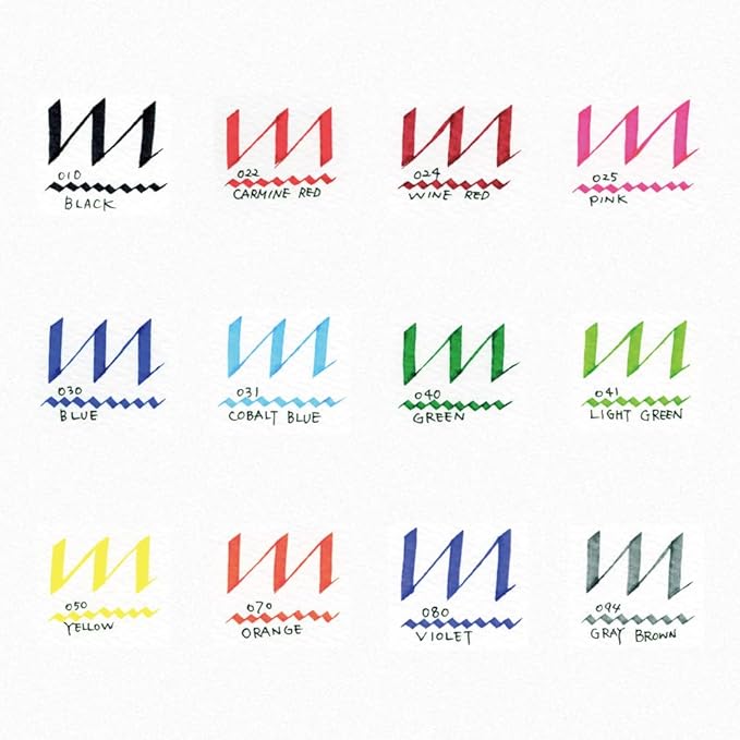 Kuretake ZIG Calligraphy Marker Pens, 12 Colors set, 2mm & 3.5mm Dual Tip Markers, for Writing & Hand Lettering, for Professional, Beginner, Water-based dye ink, Made in Japan