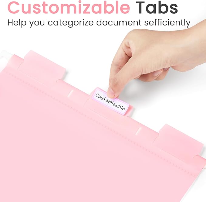Sooez Tear-Resistant Plastic Hanging File Folders Letter Size, 25 Count File Organizer Suitable for File Cabinet Filing Cabinets, 1/5-cut Adjustable Tabs for Office, School, Pastels Colors, Blue