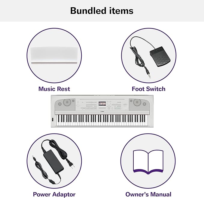 Yamaha DGX-670WH, 88-Key Weighted Digital Piano with Sustain Foot Switch and Music Rest, White - Furniture Stand Sold Separately
