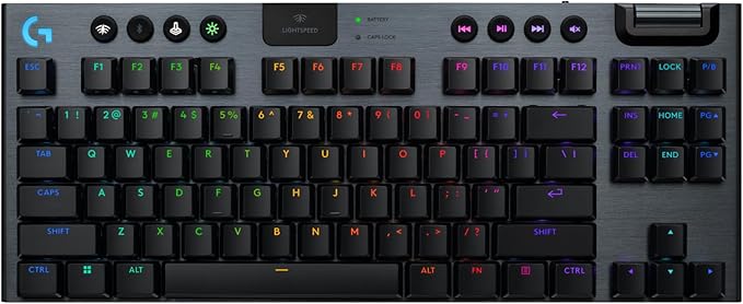 Logitech G915 X Lightspeed TKL Low-Profile Wireless Gaming Keyboard, Double-Shot PBT Keycaps, Fully Programmable Keys, RGB Backlighting, Sleek Aluminum Finishing, GL Brown Tactile - PC/Mac - Black