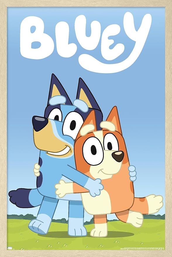 Bluey - Hug Wall Poster, 22.4L" x 14.7W", Blonde Framed Version