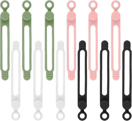 12Pcs Silicone Cable Ties, Reusable Cable Organizer, Multicolor Straps for Charging Cords