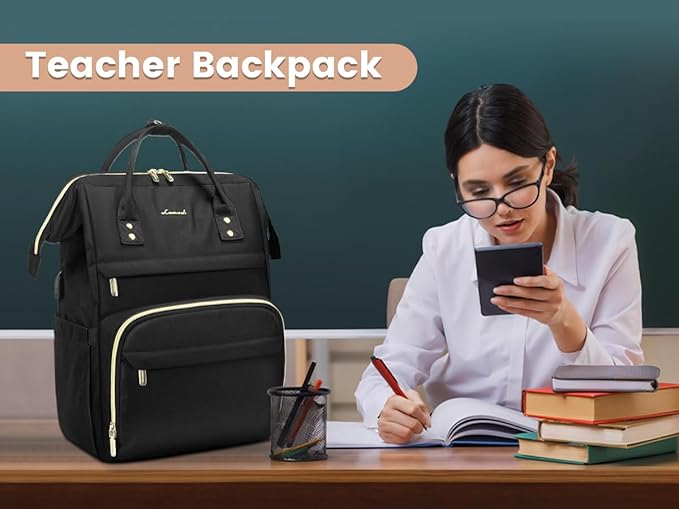 LOVEVOOK 17 inch Laptop Backpack Women, Large Travel Computer Back Pack with USB Charging Port, Anti Theft Backpack for Women Teacher Nurse Work, College Business, Black