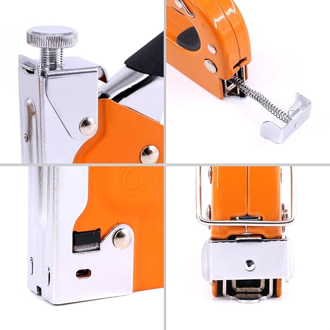 Swpeet 3-in-1 Staple Gun Kit with Staple Remover and 500Pcs Staples Selection Pack Kit，Hand Operated Carbon Steel Gun Tacker Tool for Upholstery, Fixing Material, Decoration, Carpentry, Furniture