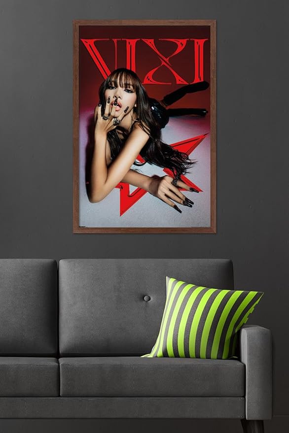 LISA - VIXI Red Star Wall Poster, 34L" x 22.4W", Mahogany Framed Version