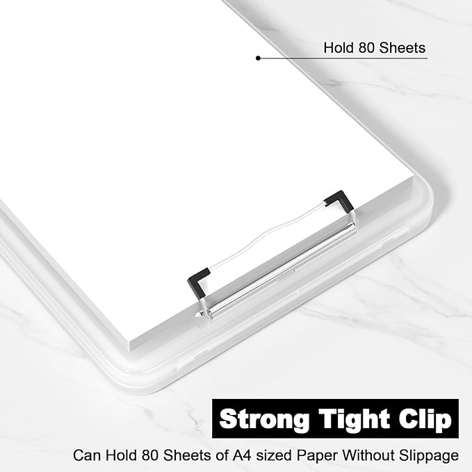 Hongri Clipboard with Storage, 8.5 x 11 Nursing Clip Board Foldable Storage for Nurses, Lawyers, Students, Classroom, Office, School, Size 13.4 x 9.4 X 0.9 in, Matte Clear