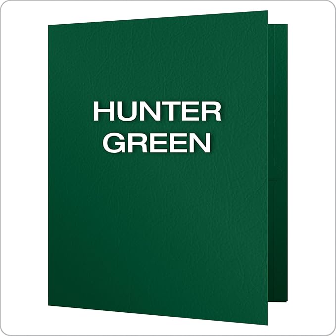 Oxford Two Pocket Folders, Textured Paper, Hunter Green, For School, Home, and Office, Letter Size, 25 Per Box (57556EE)