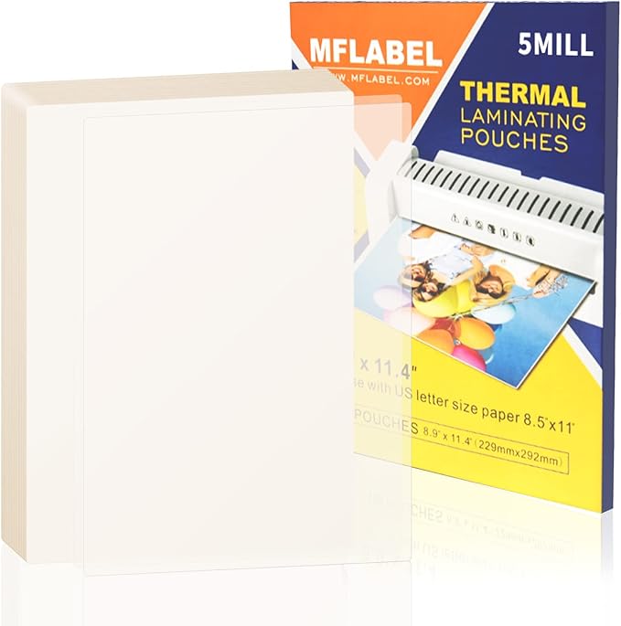 MFLABEL Thermal Laminating Pouches, 8.9 x 11.4-Inches Clear Thermal Laminating Plastic Paper Laminator Sheets for Photos Files Drawings for Use with Thermal Laminators 5 mil 2000-Pack