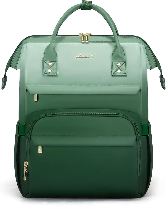 LOVEVOOK Gradient Laptop Backpack for Women,17.3 Inch Work Computer Bakcpack Purse Laptop Bag With Anti-Theft Pocket,Waterproof Carry on Teacher College Backpack for Travel,Green-White