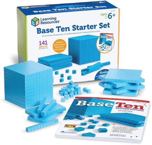 Learning Resources Plastic Base Ten Starter Set - 1st Grade Math Manipulatives for Elementary School Classroom, Learn Place Value, Base 10 Blocks for Math, Kids Counting Blocks and Teacher Supplies