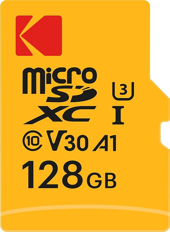 KODAK 128GB UHS-I U3 V30 A1 MicroSDXC Card with Adapter - Up to 95MB/s Read Speed - Up to 85MB/s Write Speed - Additional Storage for Multimedia Devices