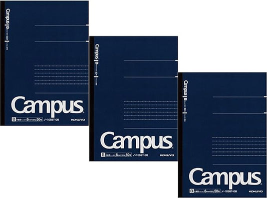 KOKUYO Campus Pre-Dotted Notebook, A5-dotted 6 mm Rule - 30 Lines X 50 Sheets - 100 Pages, Pack of 3 Dark Blue