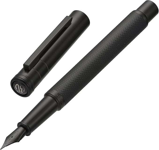 Black Forest Fountain Pen Fine Nib, Ink Cartridge Not Included, Classic Design with Converter and Metal Pen Case Set